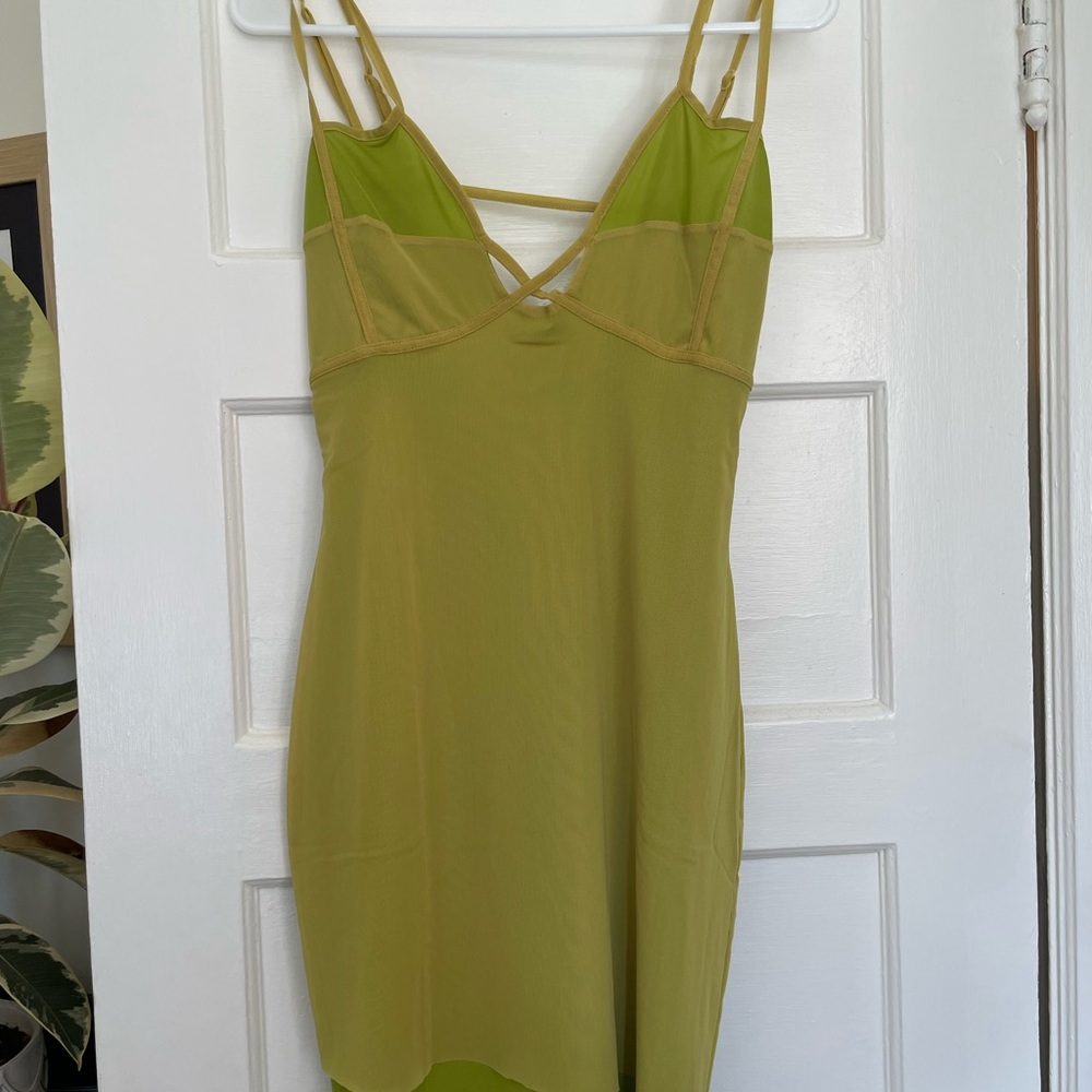 Topshop Green Chemise with Spaghetti Straps and V-Neckline